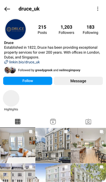 Instagram Management For Estate Agents druce before
